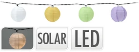ProGarden Solárna reťaz s farebnými LED lampiónmi, 3 m, teplá biela