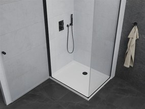 Mexen Pretoria, sprchovací kút 90 (dvere) x 110 (stena) cm, 6mm číre sklo, čierny profil + biela sprchová vanička, 852-090-110-70-00-4010B