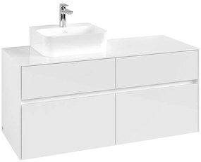 VILLEROY &amp; BOCH Collaro závesná skrinka pod umývadlo na dosku (umývadlo vľavo), 4 zásuvky, 1200 x 500 x 548 mm, Glossy White, C09800DH