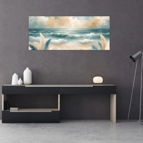 Obraz – Maľovaná pláž v jemných farbách (120x50 cm)