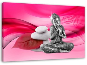 Obraz na plátně Buddha na růžovém pozadí - 60x40 cm