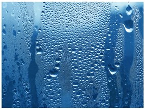 Artgeist Fototapeta - Water drops on blue glass Veľkosť: 300x231, Verzia: Premium
