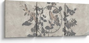 Obraz - Texturované listy (s hodinami) (90x30 cm)