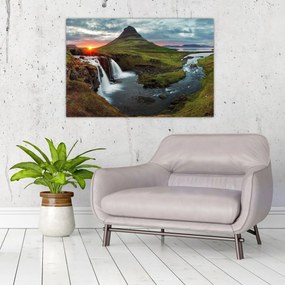 Obraz - Kirkjufell pri západe slnka (90x60 cm)