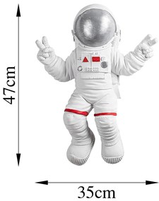 Nástenná dekorácia Astronaut biela/šedá
