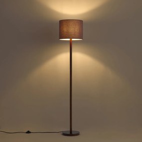 Japandi stojaca lampa orechové drevo s hnedým ľanovým tienidlom 151cm - Mels