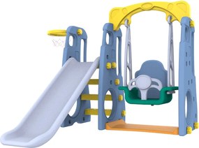 Ramiz Záhradná šmýkačka 3v1 Swing Basketbal pre deti Modrá