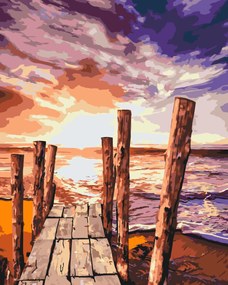 Gario Maľovanie podľa čísel Západ slnka na pláži Rozmery: 40 x 50 cm, Rámovanie: Iba zrolované plátno