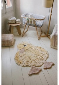 Žltý prateľný ručne tkaný bavlnený detský koberec 95x120 cm Ducky – Lorena Canals