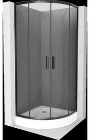 Mexen Rio polkruhová sprchová kabína 80 x 80 cm, grafitová čierna, čierna + závesný bidet Rio, biela- 863-080-080-70-40-4710