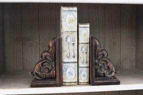 Hnedé rustikálné zarážky na knihy 2-set