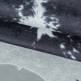 Ayyildiz, Kusový koberec Etosha 4114 black (tvar kožušiny), 150x200 tvar kožešiny, čiernobiela, chodba / predsieň