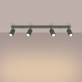 Bodové svietidlo Karbon, 4x olivovo zelené kovové tienidlo, (možnosť polohovania)