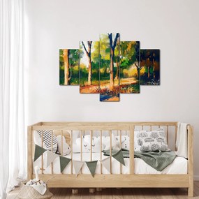 Obraz lesa v letnom slnku, maľba (150x105 cm)