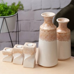 KERAMICKÝ SVIETNIK RUBEN (02) 8X8X12 CM KRÉMOVÁ