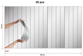 Sada 20 ks nalepovacích zrcadel Stripe 5x40 cm stříbrná