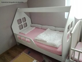 Detská domčeková posteľ KIDHOUSE so zásuvkou - biela - pravá - 160x80 cm