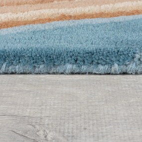 Modrý ručne tkaný vlnený koberec 160x230 cm Abstract Flow – Flair Rugs