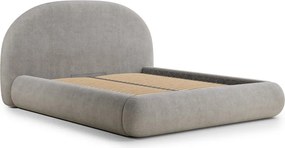 Sivobéžová čalúnená dvojlôžková posteľ s úložným priestorom s roštom 140x200 cm Maumere – Maison de Rêve