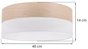 Stropné svietidlo Wood, 1x béžová dubová dýha/biele PVC tienidlo, (biele plexisklo), (fi 40cm)