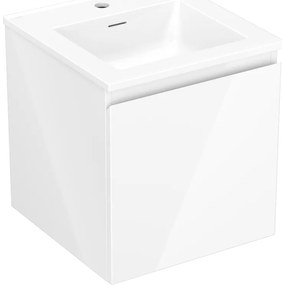 Mexen Orio, kúpeľňová skrinka 45 cm s umývadlom Otis, 1 zásuvka, biela lesklá, 91A10-04547-1-BF00-W18M00