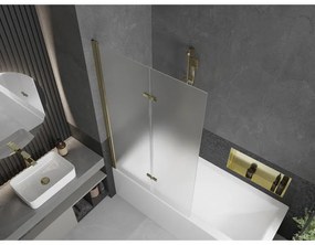 Mexen Castor, vaňová zástena 2-krídlová 100 x 150 cm, otočné krídlo, 6 mm námraza sklo, zlatý profil, 892-100-002-50-30