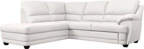 Rohová sedací souprava Nebolo, biela koža, ľavý roh
