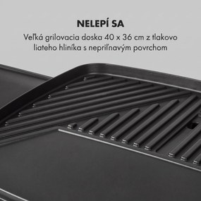 Klarstein Gatsby, elektrický gril, 2000 W, nepriľnavá grilovacia plocha, bočné stolíky, čierny