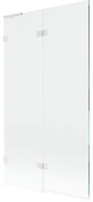 Mexen Lunar L, 2-krídlová vaňová zástena, ľavá 100 x 150 cm, 8mm číre sklo, biely profil, 897L-100-100-20-00-L