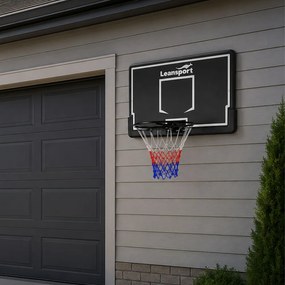 LEAN Sport Závesný basketbalový kôš s doskou, záhradný, čierny, 90 cm