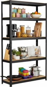 Regál 200x100x40 cm lakovaný 5-policový, nosnosť 875 kg - čierny