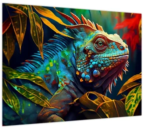 Obraz - Farebný leguán (70x50 cm)