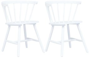 Jedálenské stoličky 2 ks biele masívne kaučukové drevo