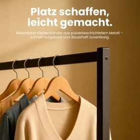 Vešiak s kolieskami na oblečenie Gisborne 120x38x120 - čierna