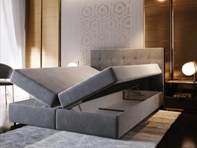 Čalúnená posteľ boxspring GLORIEN VELVET 140x200 cm modrá Matrac: Matrac Bonell pružinový