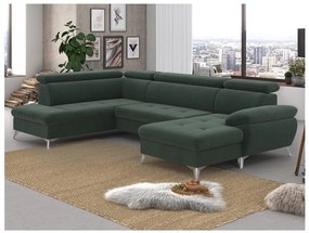 Rozkladacia rohová sedačka CATANIA do U, ľavá, zelená, s úložným priestorom