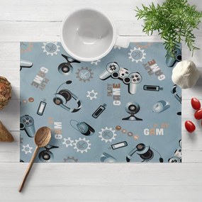 Biante Detské bavlnené prestieranie na stôl Sandra SA-588 Play Game na modrom 30x40 cm
