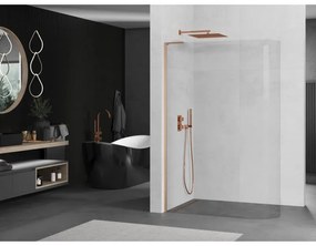 Mexen Kioto L, sprchová zástena Walk-In 120 x 200 cm, 8mm číre sklo, medený matný profil, 800-120-103-65-06