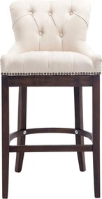 Barová stolička Buckingham - látka, drevené nohy tmavá antik - Krémová