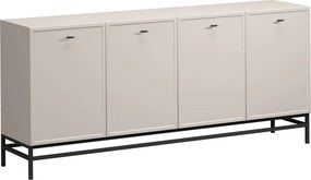 Komoda Lorini 200 cm štvordverová - kašmír / čierne úchytky T-bar / rám