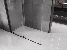 Mexen Velar, sprchový kút s posuvnými dverami 130(dvere) x 70(stena) cm, 8mm číre sklo, čierna matná, 871-130-070-01-70