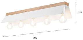 Stropné svietidlo ESME 5xE27/15W/230V biela/dub