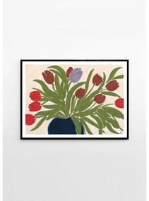Plagát 70x50 cm Tulips in a Blue Vase – Anine Cecilie Iversen – The Poster Club