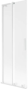 Mexen Velar L, 2-krídlová posuvná vaňová zástena 75 x 150 cm, 8mm sklo námraza, biela matná, 896-075-003-31-20