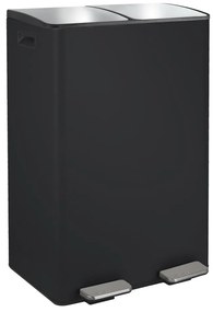 Matne čierny oceľový odpadkový kôš 2x30 l na triedený odpad/nášľapný Aliya – Spirella