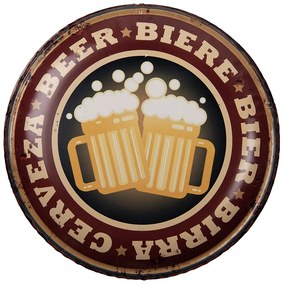Nástenná okrúhla kovová ceduľa pivo Beer - Ø 35*2 cm