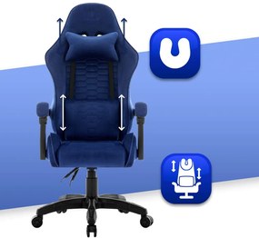 Herné kreslo HC-1000 Navy - zamatová látka