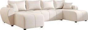 Rozkladacia sedacia súprava do U SEVIO 311x145 cm, krémová + 2 vankúšiky ZDARMA
