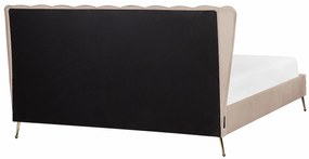 Zamatová posteľ s USB portom 180 x 200 cm sivobéžová MIRIBEL Beliani