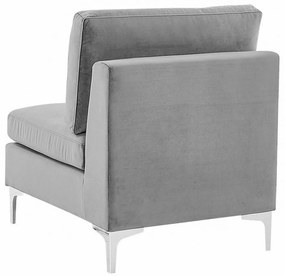 Ľavá rohová 5 miestna modulárna zamatová pohovka s taburetom sivá EVJA Beliani